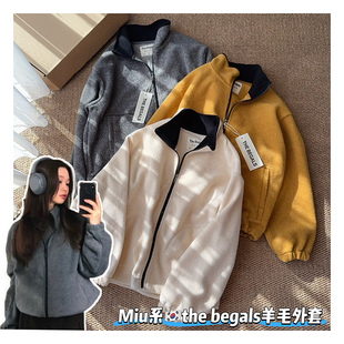 111121 立领撞色保暖女士拉链外套 「MIU盐系自来卷外套」韩系