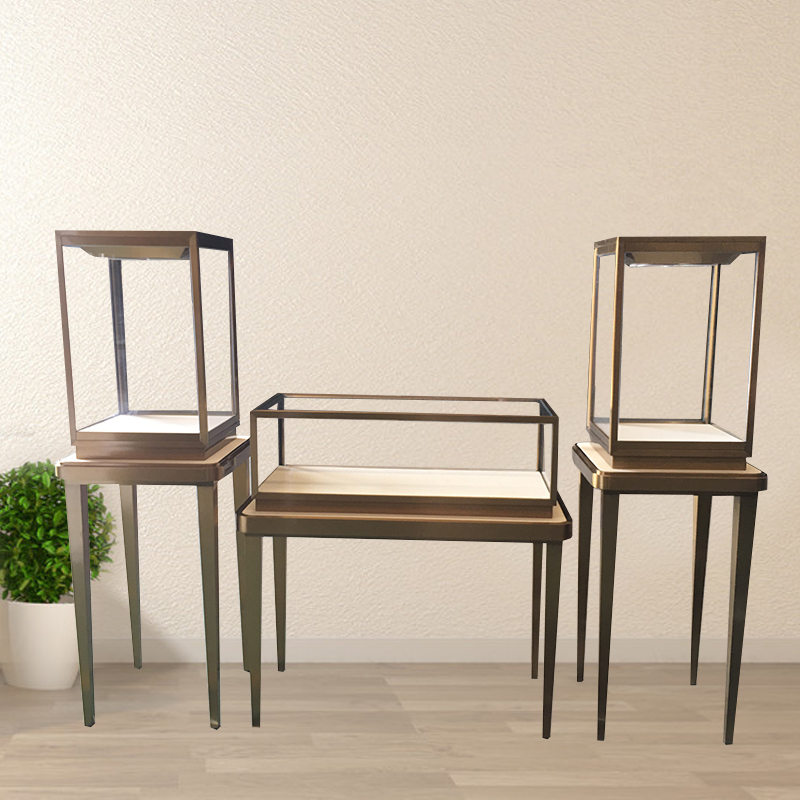 不锈钢珠宝柜展示柜曲面玻璃柜台黄金柜手表柜玉石展柜弧形展柜