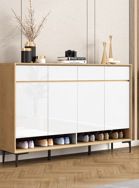 鞋柜家用门口大容量一体靠墙玄关柜入户轻奢高级灰色现代简约鞋架