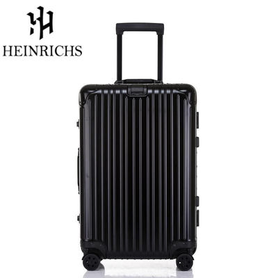 HEINRICHS行李箱【抗压耐磨】铝镁合金万向轮拉杆密码箱旅行箱黑