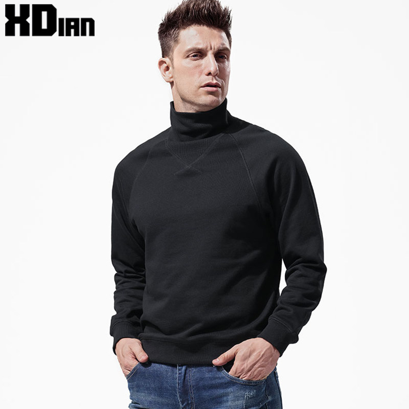 高领长袖t恤男V领插肩袖套头宽松纯棉色打底衫加厚卫衣男款秋冬季