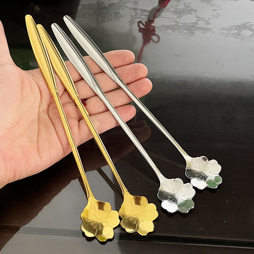 加厚咖啡勺创意樱花瓣勺子不锈钢