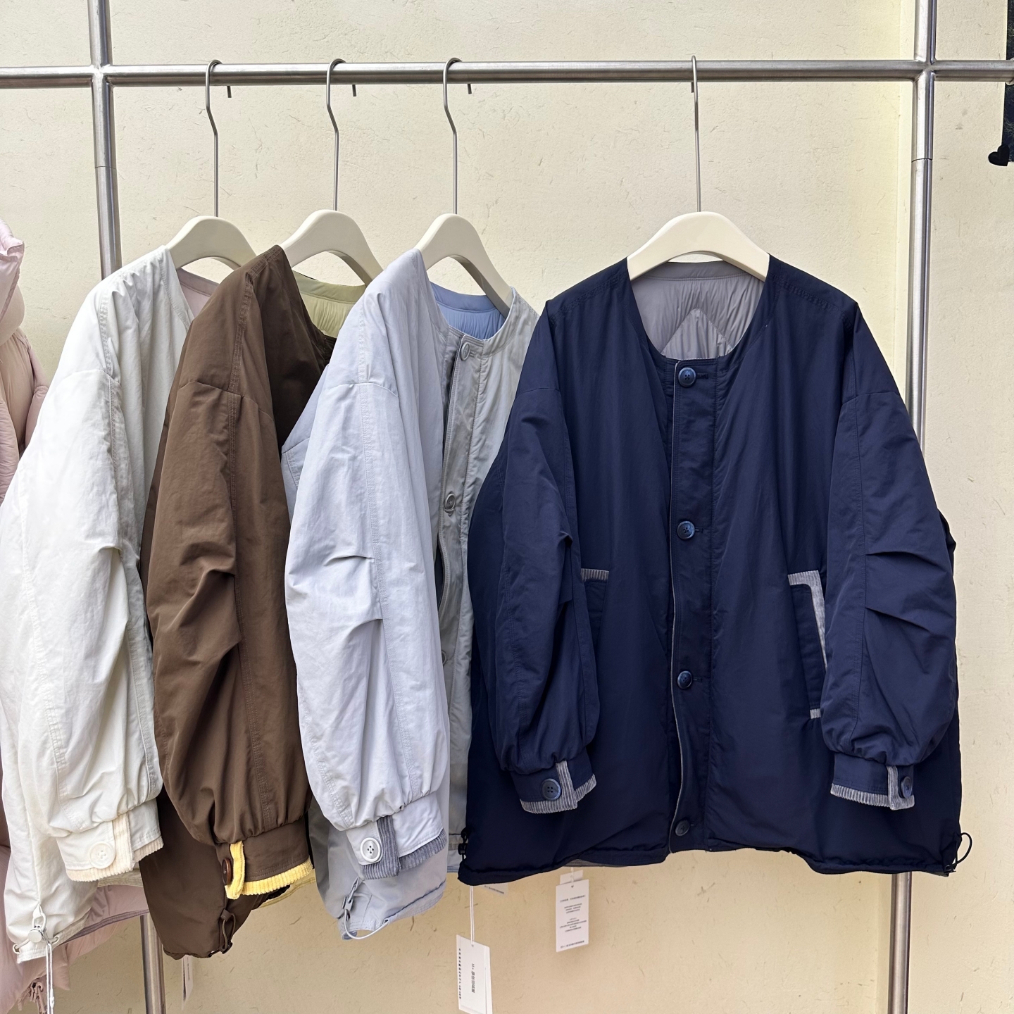 韩版2025冬新款羽绒服女中长款灯芯绒拼接双面穿简约宽松保暖外套