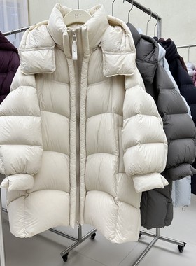 欧货2025冬新款羽绒服女中长款高端90白鸭绒泡芙宽松显瘦加厚外套