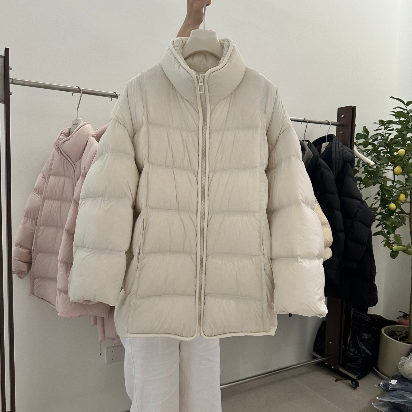 韩国2025秋冬季新款泡芙羽绒服女中长款立领时尚简约保暖外搭外套