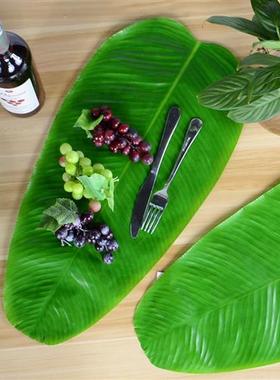 夏威夷仿真绿植芭蕉叶 香蕉叶烧烤餐垫luau派对仿真叶子植物桌垫