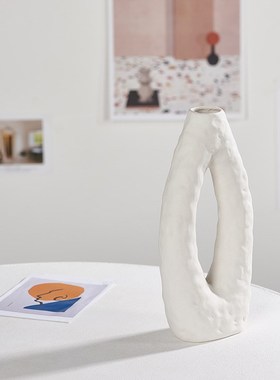 ins白色陶瓷花瓶干花小清新客厅插花满天星水培餐桌家居装饰摆件