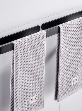 美式黑色卫生间毛巾架免打孔毛巾杆单杆浴室洗澡间毛巾环浴巾挂架