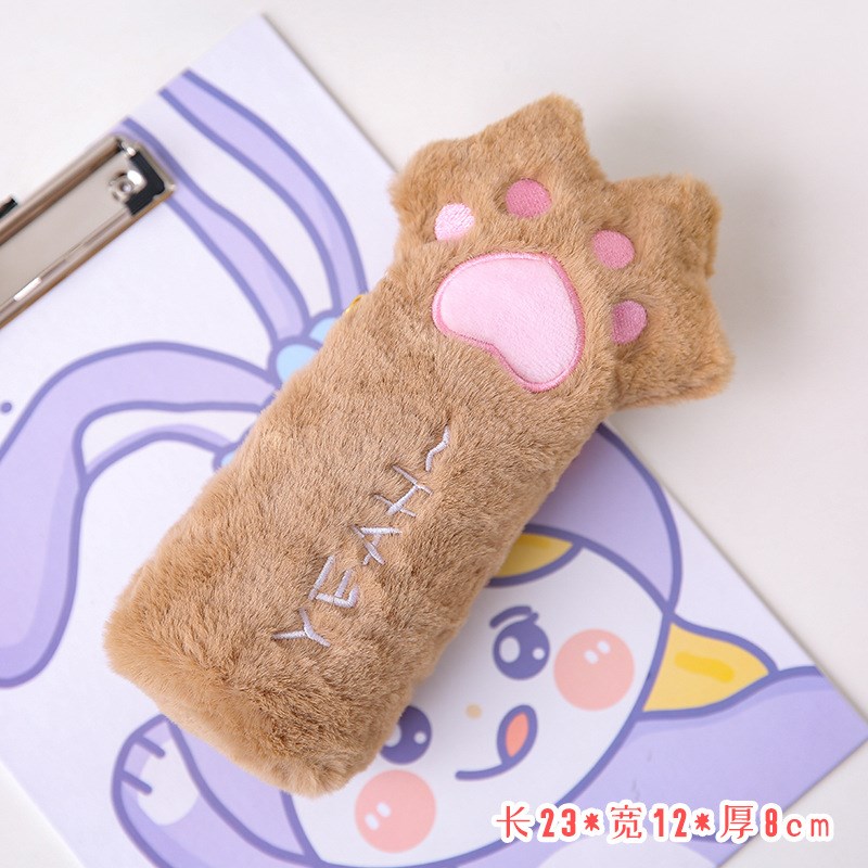 可爱卡通毛绒猫爪笔袋韩版ins少女心女学生超萌文具袋铅笔盒