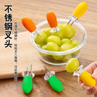 不锈钢玉米针烧烤防烫BBQ玉米叉多用途不粘手水果叉cn holer