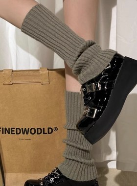 针织jk袜套袜子女白色长筒小腿袜腿套春秋保暖Lolita堆堆袜洛丽塔