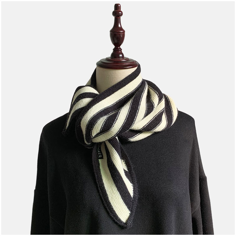 冬季条纹韩版女三角围巾