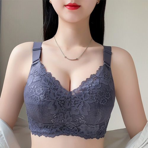 无钢圈大胸显小防下垂文胸超薄款舒适调整型收副乳透气内衣女
