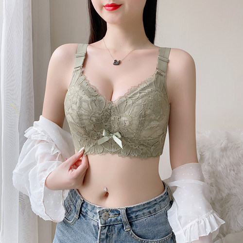 大码内衣女大胸显小无海绵全罩杯薄款收副乳调整型文胸防下垂全包