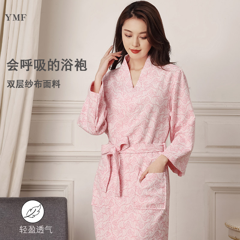 全棉纱布浴袍吸水速干纯棉女春夏四季款薄款高级感五星级酒店睡袍