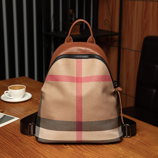复古条纹双肩包百搭旅行包通勤书包 双肩背包休闲时尚 2023韩版 新款