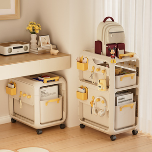 放书包置物架落地书桌书本收纳架洞洞板宿舍分层可移动小推车书架
