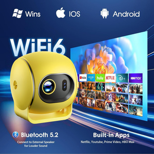 2026新款mini投影仪家用超清4K短焦大屏影院自动对焦WiFi6无线手机投影机hdmi露营可typec接快充充电宝