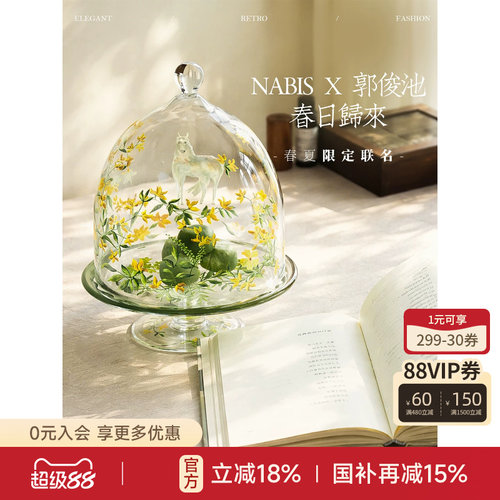 手绘托盘玻璃罩家居果盘蛋糕盘