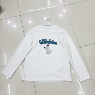 百搭洋气上衣内搭打底衫 T恤女时尚 2508 正肩纯棉长袖 小狗冬季