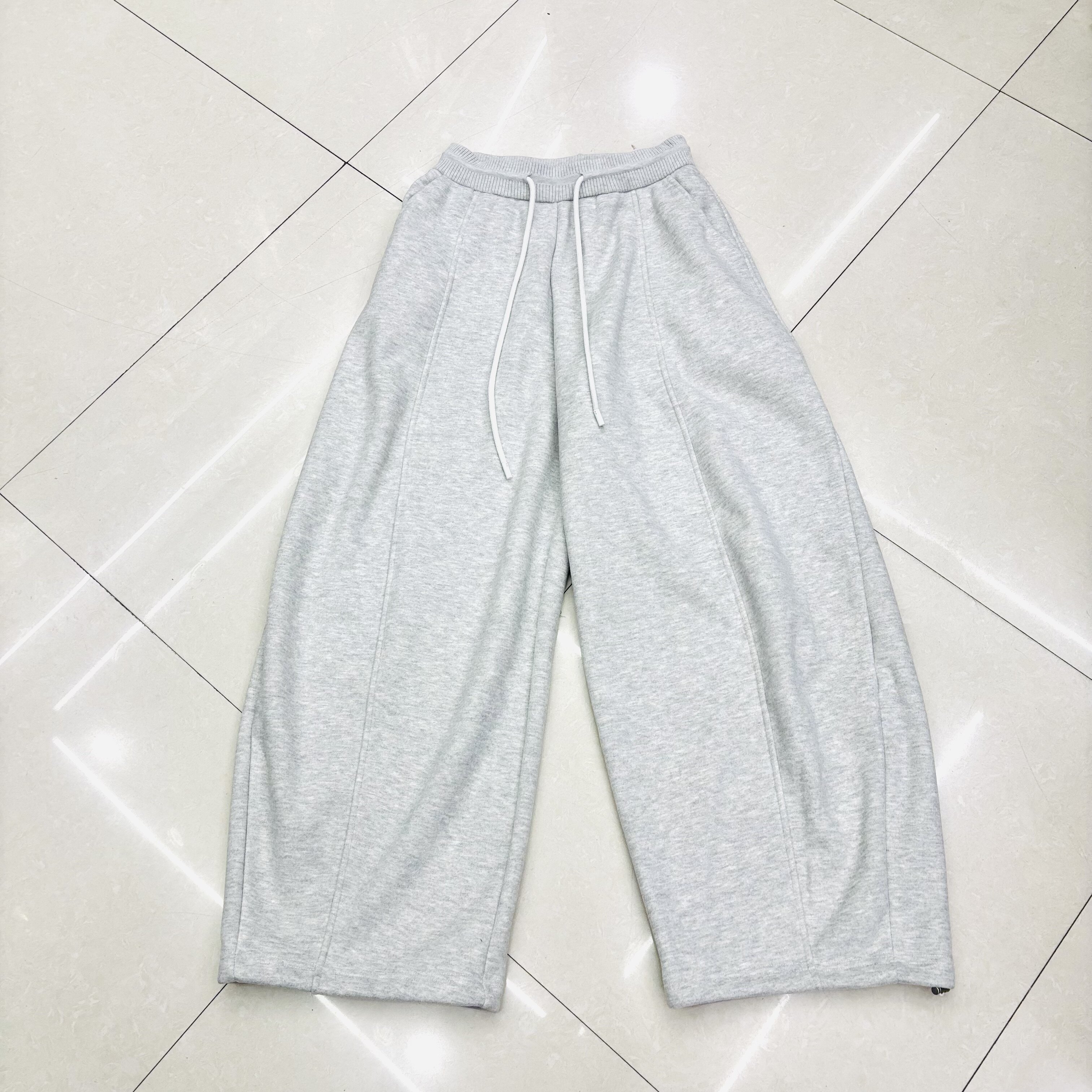 加绒加厚松紧腰系带洋气显瘦纯色弯刀休闲百搭卫裤1000