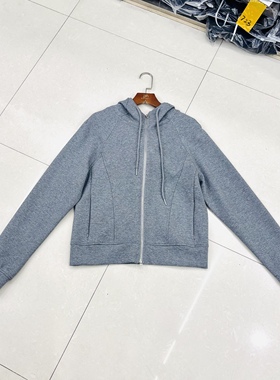 新款收腰连帽拉链卫衣外套女宽松休闲百搭上衣90217
