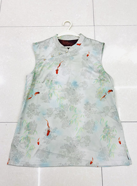 2色100涤纶金鱼衬衫新中式国风复古无袖背心马甲女81775