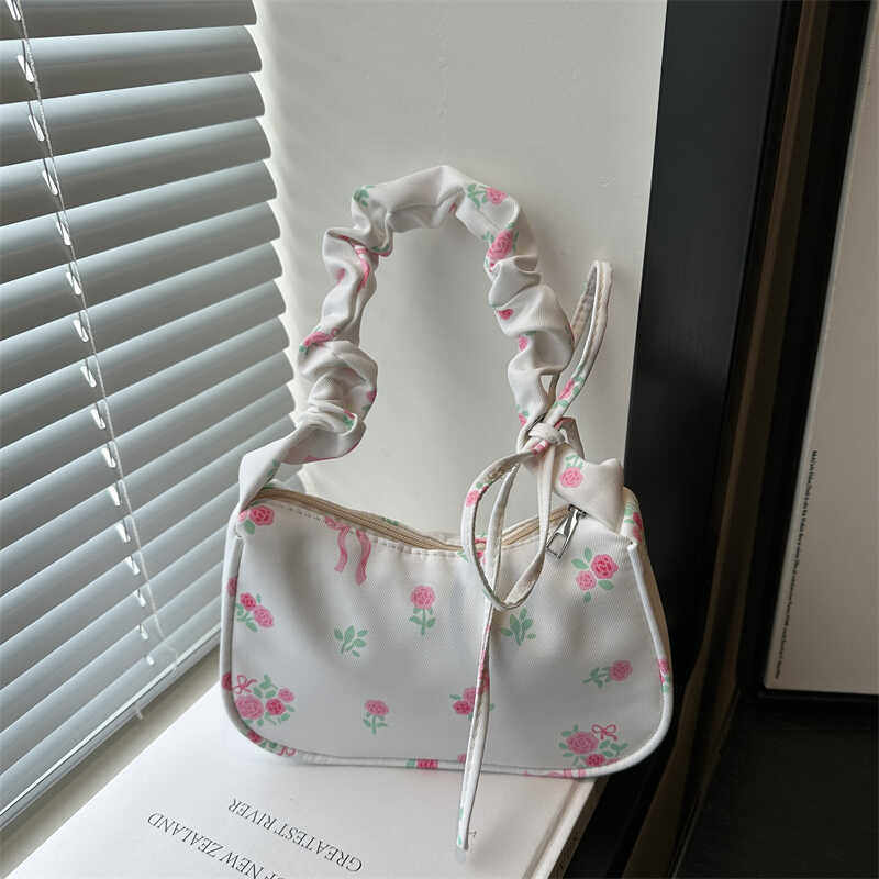 温柔甜美花朵帆布包女2024新款抽绳单肩包高颜值百搭蝴蝶结腋下包,箱包皮具/热销女包/男包,腋下包,淘宝优惠券,粉丝福利购,淘宝优惠卷
