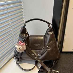 单肩斜挎包双肩背包 港风复古小众通勤包包托特包女大容量2024新款