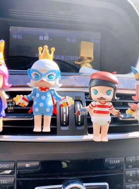 新款正版MOLLY美食派对卡通车载车挂香薰空调出风口车载夹车摆