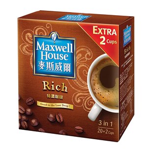 特选泰国 麦斯威尔MAXWELL三合一特浓咖啡20包286G办公室熬夜提神