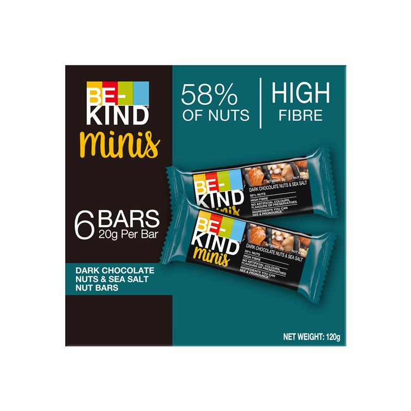 BE-KIND 原盒迷你海盐黑朱古力坚果棒轻食装6x20克办公室零食进口