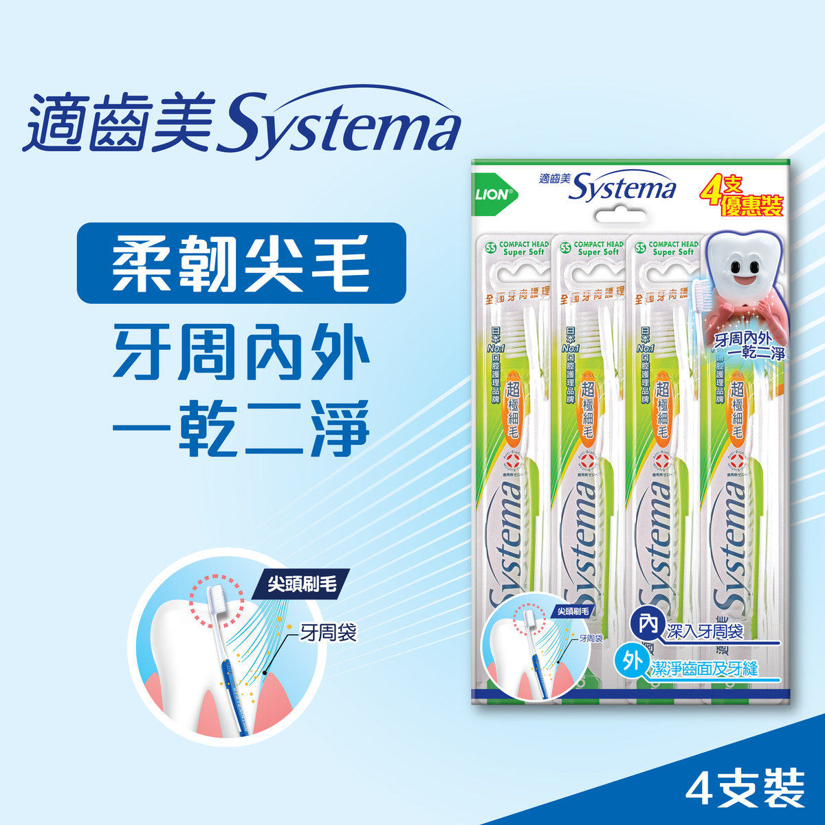 狮王适齿美牙刷(超细刷头)优惠装
