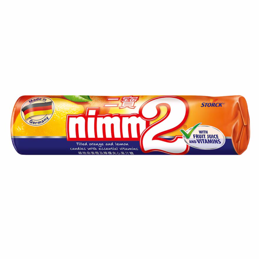 德国 二宝nimm2维他命香橙及柠檬夹心果汁糖(条装)50克休闲小零食