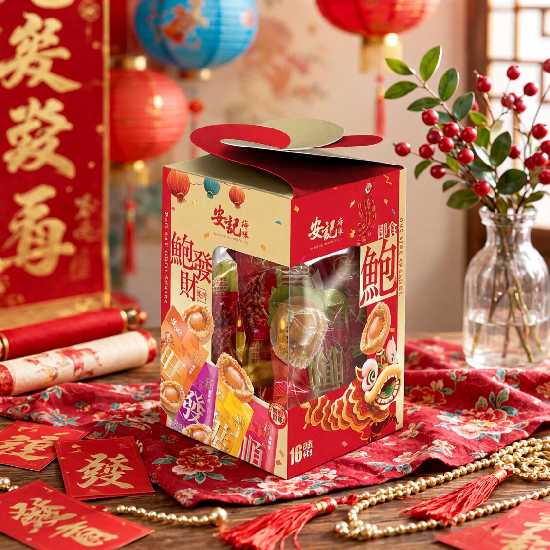 安记海味 - 鲍发财 - 小食鲍鱼零食礼盒(16粒)新年送礼尊贵年货