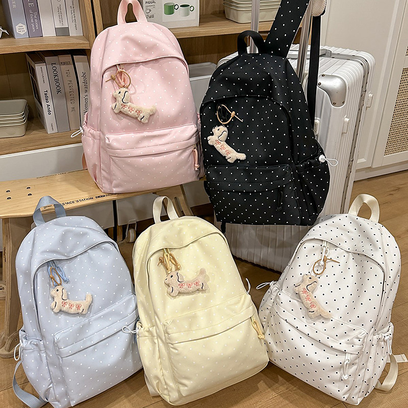 韩版高颜值波点百搭学院风双肩包双肩背包