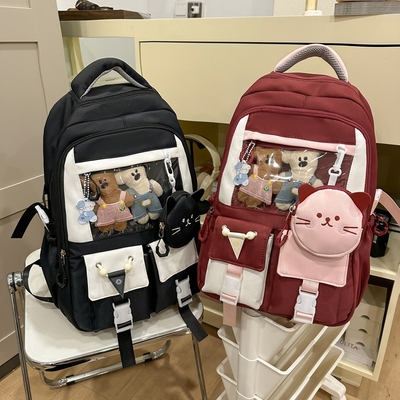 初中生书包痛包2025新款小学生六年级高颜值大容量双肩包黑色背包