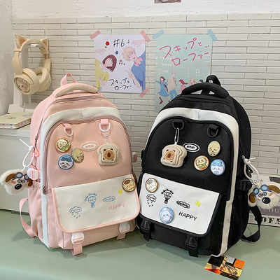 书包女初中生高颜值2024新款大容量可爱甜美双肩包背包学院风套包