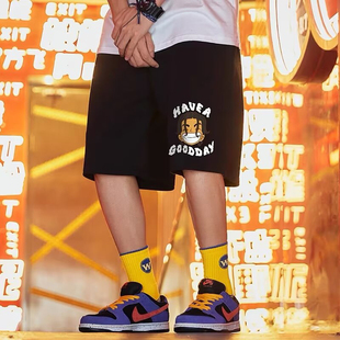 加肥加大宽松潮流五分裤 大码 男短裤 欧美街头卡通动漫潮牌运动卫裤