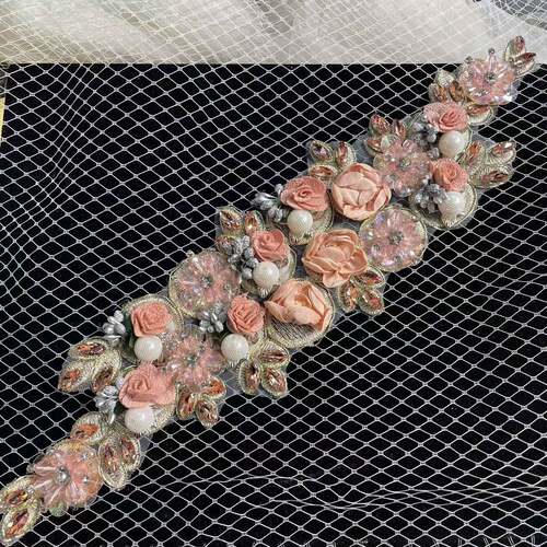 新款立体蕾丝重工亮钻花朵