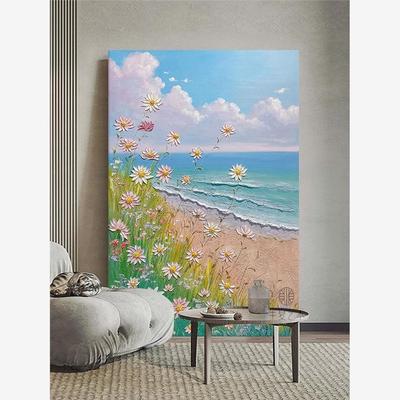 海景质感手绘油画奶油风