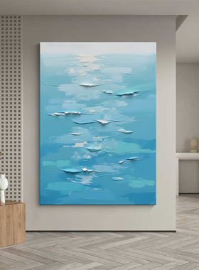蓝色大海浪风景装饰画客
