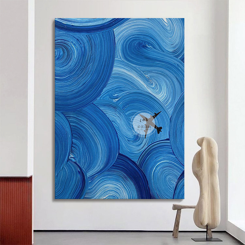 抽象涂鸦肌理画玄关小飞机装饰画现代极简客厅手绘油画儿童房挂画