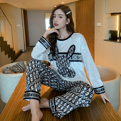 睡衣女金丝绒春秋季套头家居服