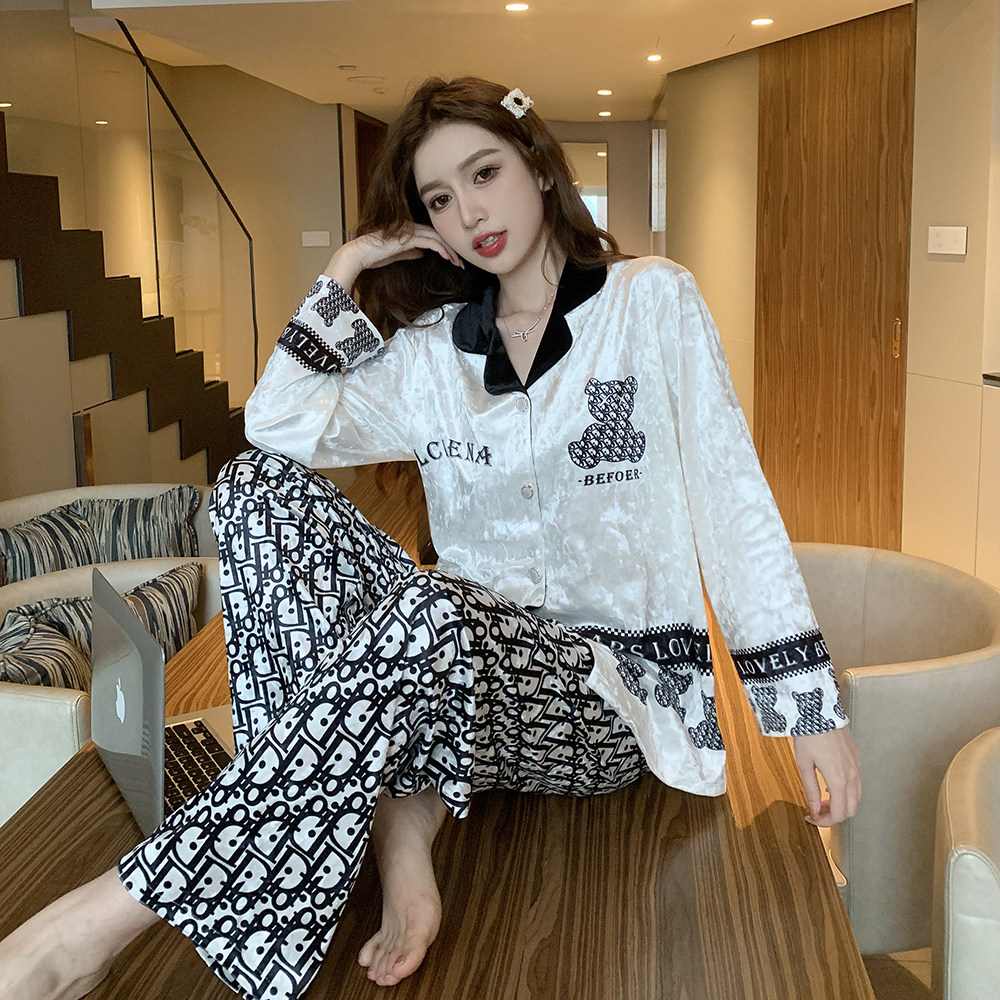 2025年新款金丝绒睡衣女秋冬季网红款高级感小香风春秋家居服套装