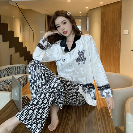 2025年新款金丝绒睡衣女秋冬季网红款高级感小香风春秋家居服套装