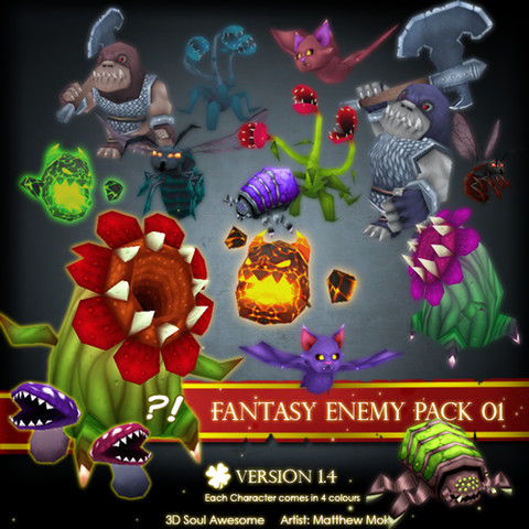 unity3d 植物怪物 Fantasy Enemy Pack 01 游戏模型包小怪兽角色