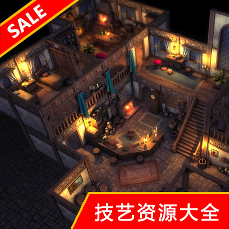 unity3d室内场景模块化资源道具床窗帘卧室u3d游戏软件模型素材包