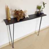 玄关桌美式 复古简约实木铁艺条案台边桌窄长条几墙边柜靠墙窄桌子