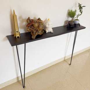 玄关桌美式复古简约实木铁艺条案台边桌窄长条几墙边柜靠墙窄桌子